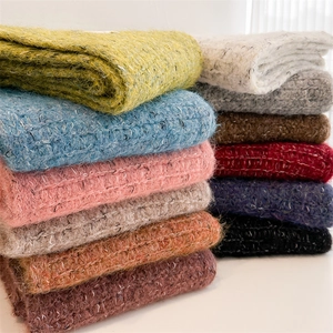 Wool Blend Knitted Winter Scarf Women Soft Thick Warm Flecked Yarn Ins Style Minimalist Outdoor Neck Wrap