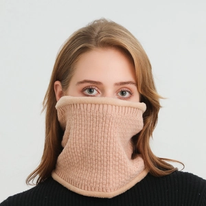 Unisex Knit Neck Warmer Winter Thickened Scarf Plush Lined Neck Gaiter For Men Women Waffle Pattern Warm Soft Cervical Protection Outdoor Snood