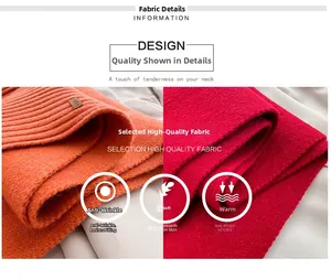 Detail showing the thick knit texture and soft wool material in orange and red