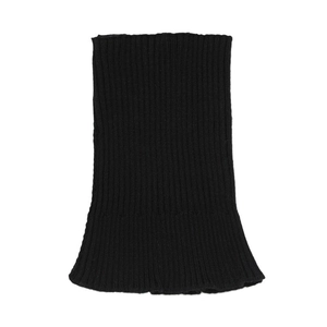 Unisex black ribbed knit neck warmer with windproof elastic design and flared cut