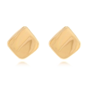 Boucles d'oreilles clous losanges carrés en métal doré poli au design géométrique