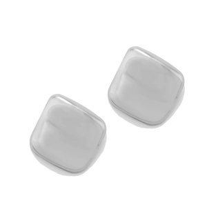 Boucles d'oreilles carrées en argent poli au design métallique géométrique minimaliste