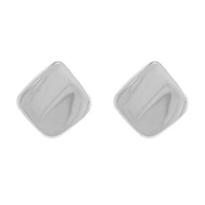 Boucles d'oreilles carrées argentées avec texture métal liquide et design moderne