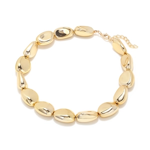 Vintage irregular gold pebble beads necklace with lobster clasp and extension chain