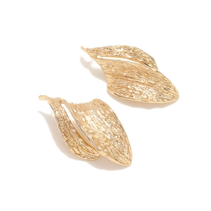 Vintage irregular gold geometric earrings with hammered texture and artistic hollow design