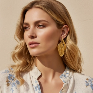 Retro Hammered Texture Irregular Geometric Earrings Zinc Alloy With Stainless Steel Earring Post Hollow Out Large Women