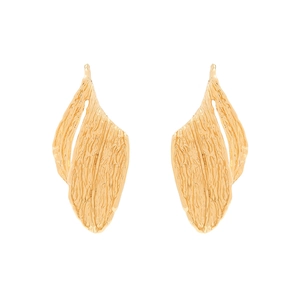 Vintage golden hollow irregular geometric textured earrings with artistic organic lines