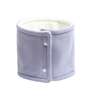 Winter purple double-layer fleece neck warmer with soft lining and snap buttons