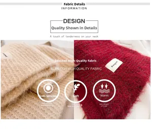 Détail de l'écharpe en laine beige et bordeaux montrant la texture douce et l'anti-pliage