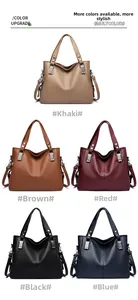 Détail de cinq sacs cabas en cuir PU grainé avec des finitions en métal argenté brillant