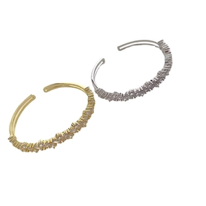Bagues ouvertes en zircon or et argent de style français au design de luxe pour femmes
