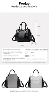Guida dettagliata alle dimensioni per borsa in pelle nera con tabella comparativa