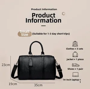 Detailansicht der schwarzen Reisetasche mit Webstruktur, Maße 35x19x23cm für Sport