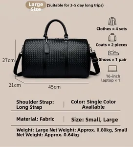 Größentabelle für große 45cm Reisetasche mit Kapazität für einen 16-Zoll-Laptop