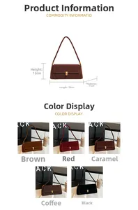 Mappa delle dimensioni della borsa baguette in pelle scamosciata vintage in 5 colori