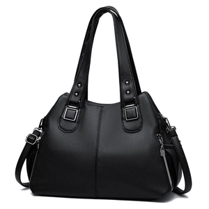 Classic black pebbled leather tote bag with silver hardware for daily commute use