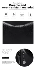 Macro detail of black litchi grain leather texture and metallic zipper of the shoulder bag
