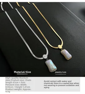 Detail view of titanium steel blade chain with pendant dimensions and chain length