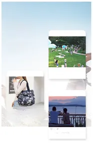 Borsa tote floreale in nylon con scomparti multipli e materiale impermeabile per viaggi