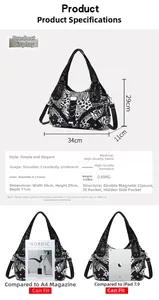 Detailed size guide and capacity display for leopard print shoulder bag with dimensions