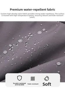 Macro detail of waterproof high-density nylon fabric with water droplets and grid texture