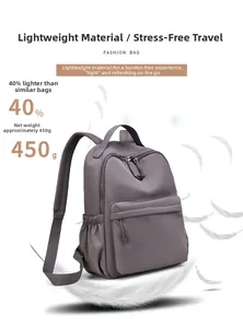 Detailed view of lightweight 450g nylon backpack with water-resistant fabric texture