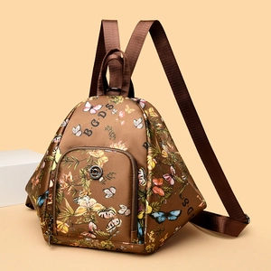 Fashion Women Backpack Butterfly Floral Print Nylon Multi-functional Large Capacity Casual Rucksack For Daily Travel