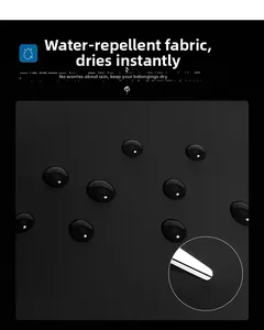 Close-up of waterproof black matte fabric with water droplets on modern messenger bag