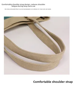 Detail of reinforced canvas shoulder strap with detachable hook and durable stitching