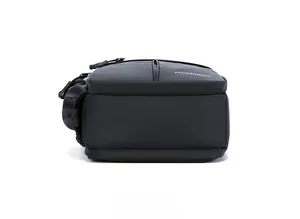 Detailed bottom view of black waterproof oxford fabric bag with reinforced stitching