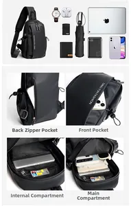 Détail du sac de poitrine étanche à grande capacité avec plusieurs compartiments de rangement