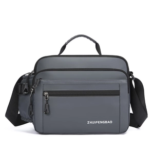 Waterproof large capacity square crossbody shoulder bag for men in charcoal grey