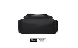 Detail view of the durable waterproof black messenger bag base with premium stitching