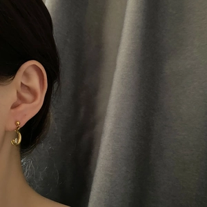 Vintage gold moon earrings with zircon pendant made of durable titanium steel