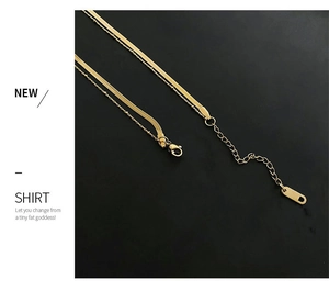 Detail view of gold-plated double-layer necklace with snake chain and adjustable lobster clasp