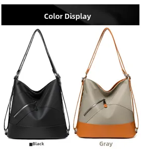 Borse a tracolla in nylon nero e grigio-arancio con comode cerniere diagonali