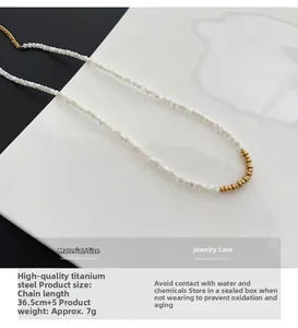 Detail of titanium steel necklace showing bead chain size 36.5cm with 5cm extension