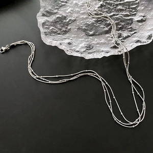 Collier Multirang À Perles En Acier Titane Chaîne Serpent Minimaliste Bijoux Élégants Pour Femmes