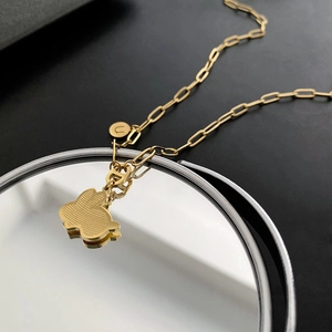 Collana Con Ciondolo Coniglio Dorato Acciaio Al Titanio Catena A Graffetta Lettera U Luck Gioielli Di Moda Per Donna