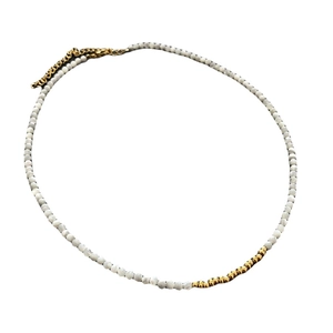 Minimalist pearl beaded titanium steel necklace with gold accent for women fashion