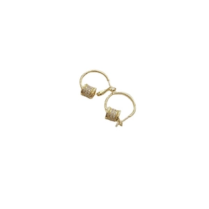 Elegant 18K gold-plated cylinder hoop earrings with pave-set zircon crystals