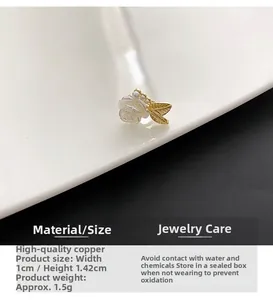Spécifications de taille pour les boucles d'oreilles rose vintage en cuivre et perle