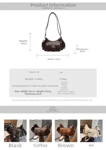 Detailed dimensions of the vintage PU leather messenger bag with multi-pocket design