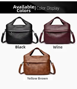 Three versatile leather handbags in black, wine, and yellow brown with lychee texture