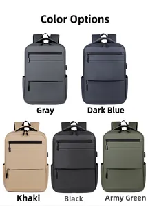 Business laptop backpack shown in five colors with external USB charging port