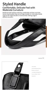 Detail of black lychee grain leather bucket bag showing hardware reinforcement and handles