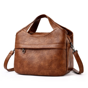 Retro Litchi Pattern PU Leather Handbag For Women Large Capacity Multi Layer Casual Office Tote With Adjustable Strap