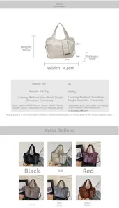 Detailed size guide for large PU leather tote bag and matching clutch accessory
