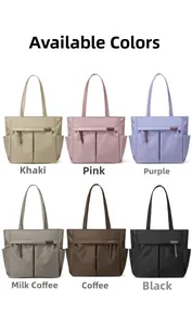Gedetailleerd overzicht van de zes beschikbare kleuren van deze lichte nylon shopper