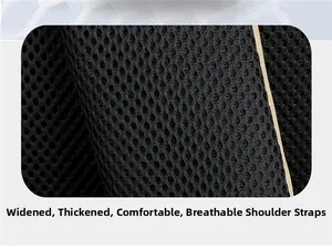 Close-up of widened and thickened breathable mesh shoulder straps on a business backpack